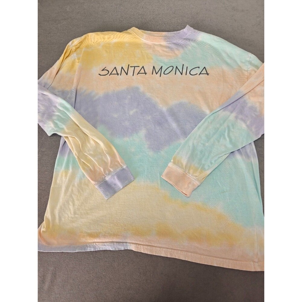 Santa Monica Tie Dye Long Sleeve Shirt Mens XXL Pastel Cotton Beach Graphic